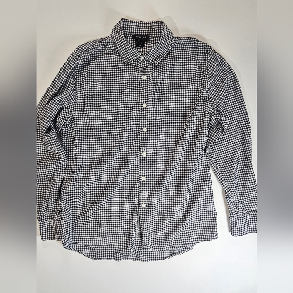 Porter‎ & Ash Button Down Shirt Mens Medium Black White Gingham Preppy Academia